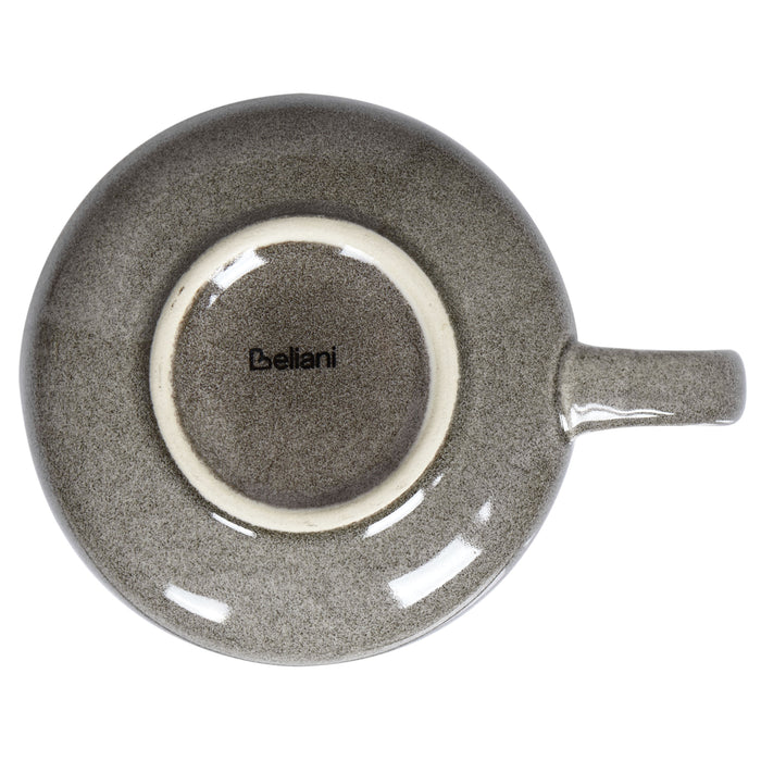 Beliani - COSTMARY - Kop en schotel set van 8 - Grijs - Steengoed