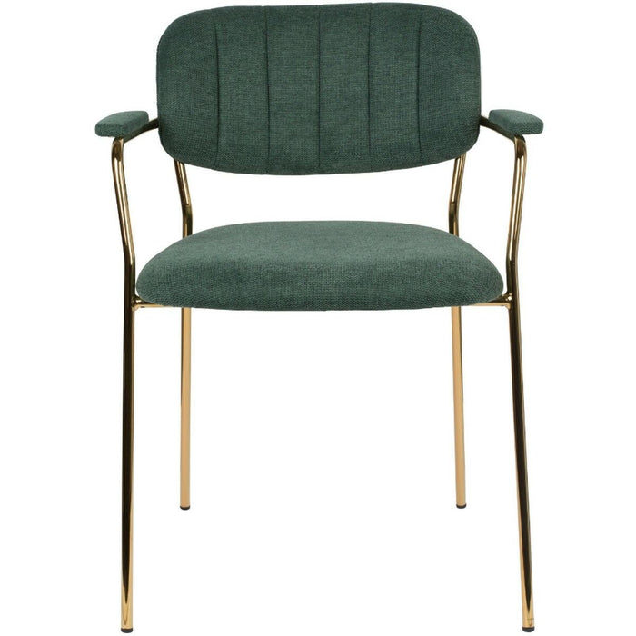 Puur - Viken armstoel stof donkergroen - goud onderstel