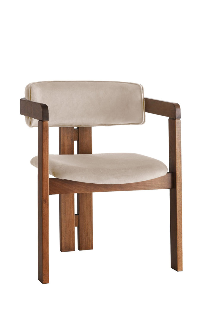 Giga Meubel - Eetkamerstoel Walnoot - Beige|Velvet - Cozy