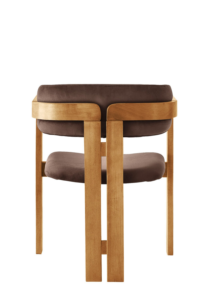 Giga Meubel - Eetkamerstoel Naturel - Donkerbruin|Velvet - Cozy