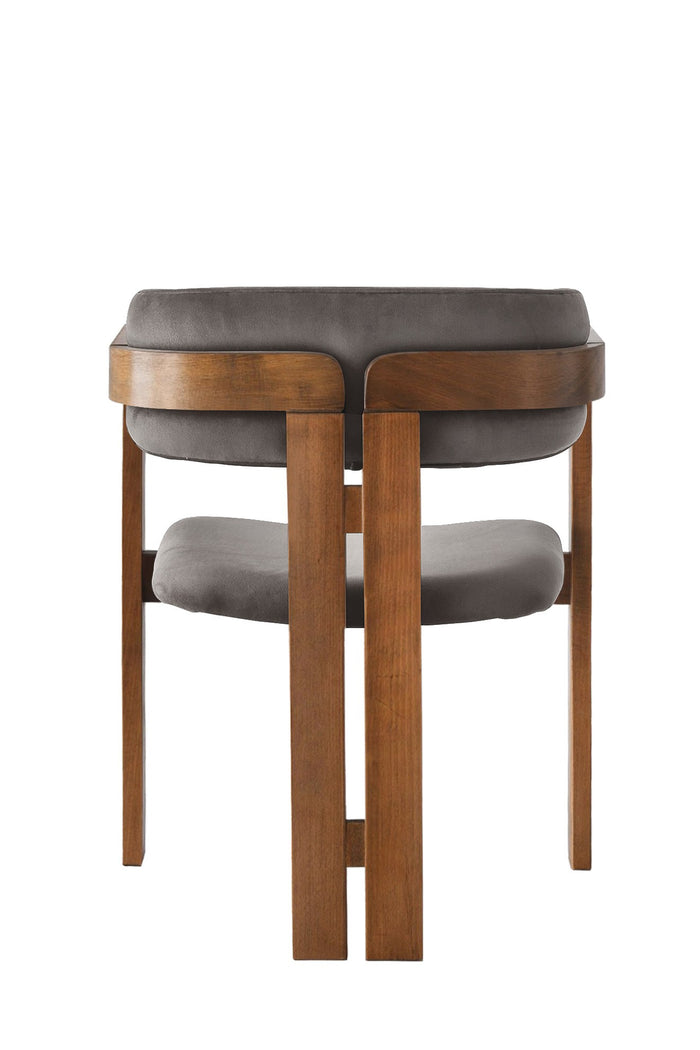 Giga Meubel - Eetkamerstoel Walnoot - Antraciet|Velvet - Cozy