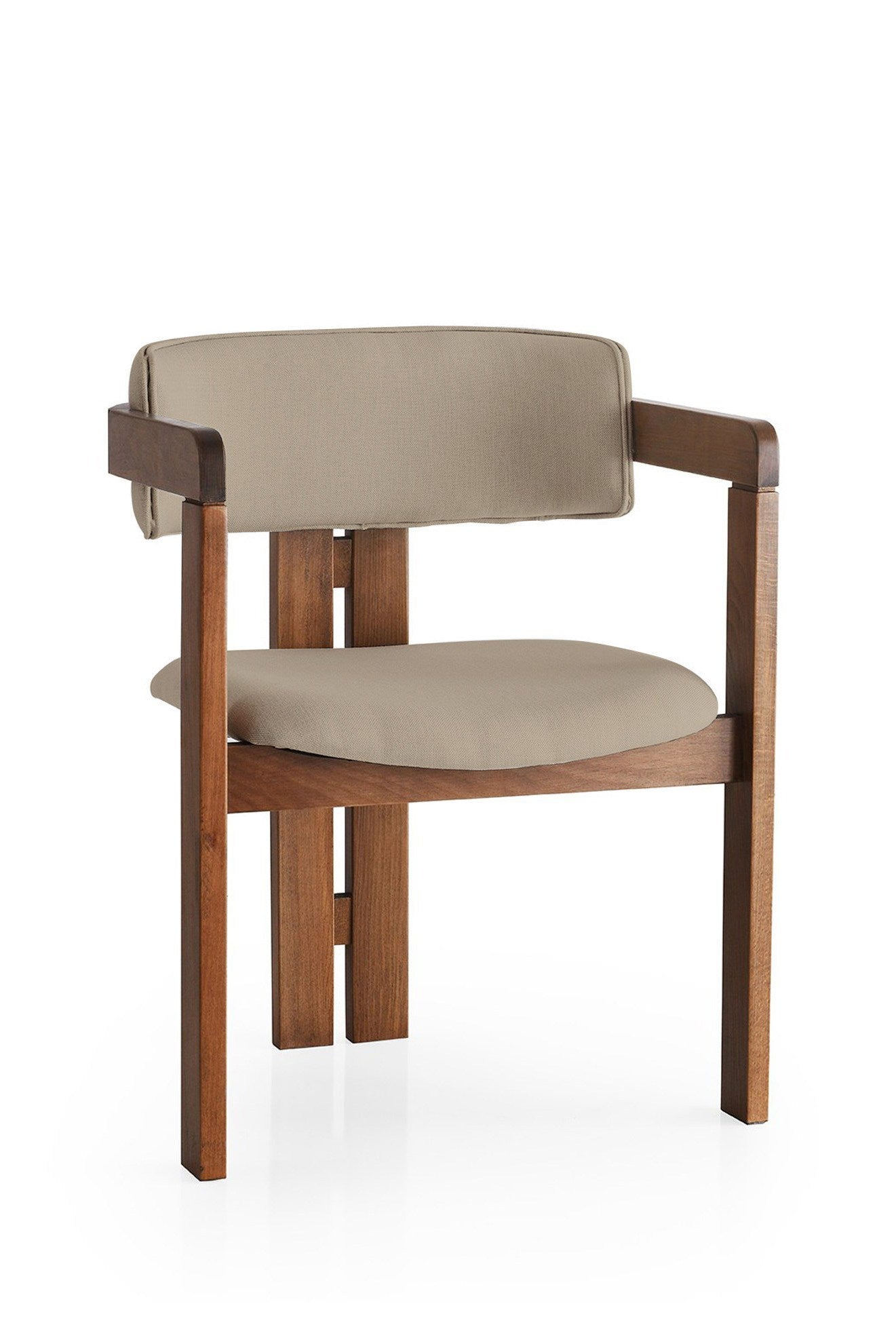 Giga Meubel - Eetkamerstoel Walnoot - Taupe|Linnen - Cozy