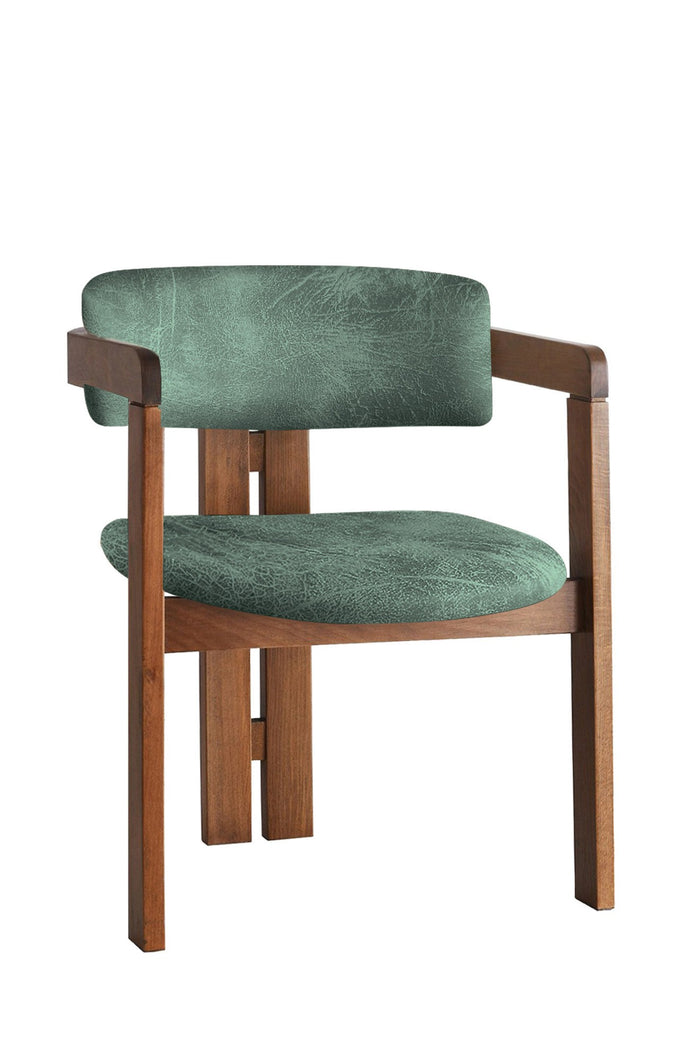 Giga Meubel - Eetkamerstoel Walnoot - Groen|Stof - Cozy