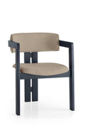 Giga Meubel - Eetkamerstoel Zwart - Taupe|Linnen - Cozy