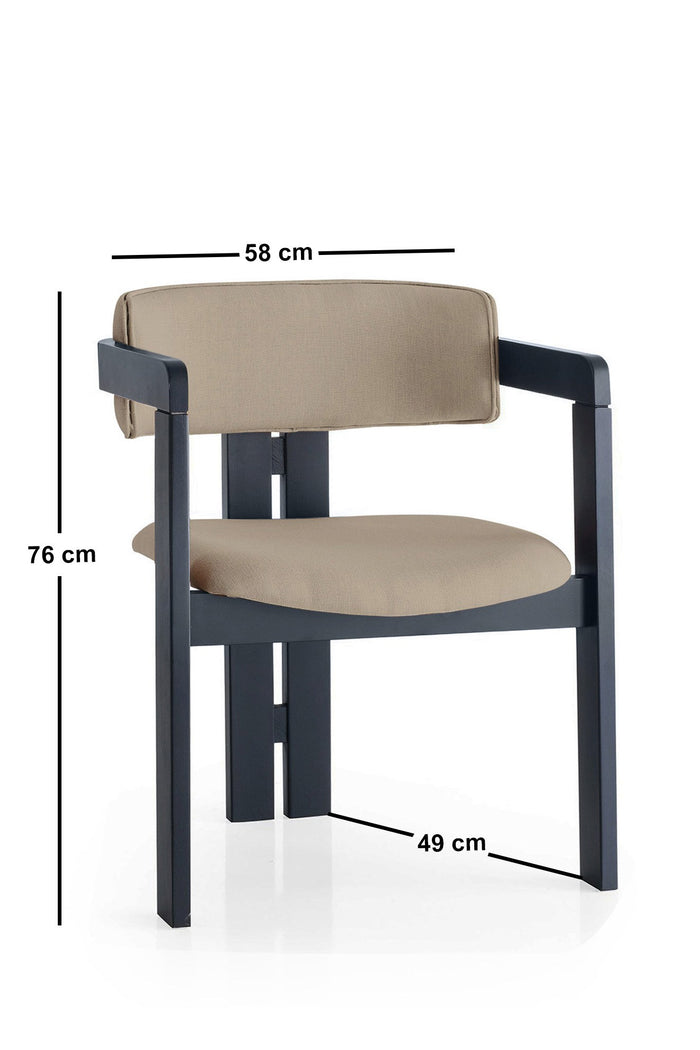 Giga Meubel - Eetkamerstoel Zwart - Taupe|Linnen - Cozy