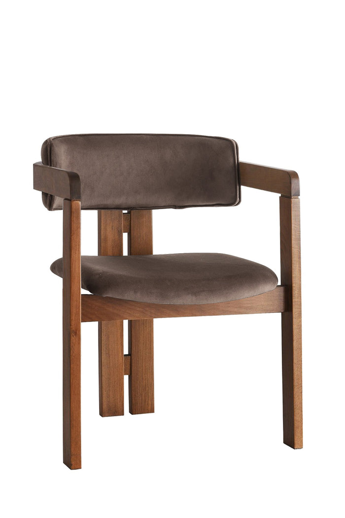 Giga Meubel - Eetkamerstoel Walnoot - Donkerbruin|Velvet - Cozy