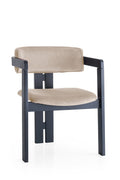 Giga Meubel - Eetkamerstoel Zwart - Beige|Velvet - Cozy