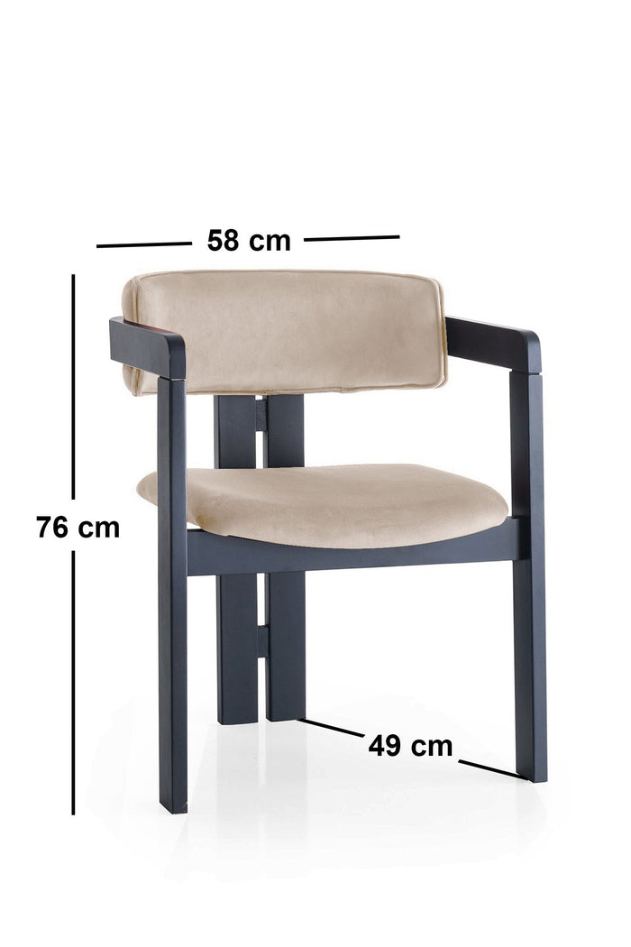 Giga Meubel - Eetkamerstoel Zwart - Beige|Velvet - Cozy