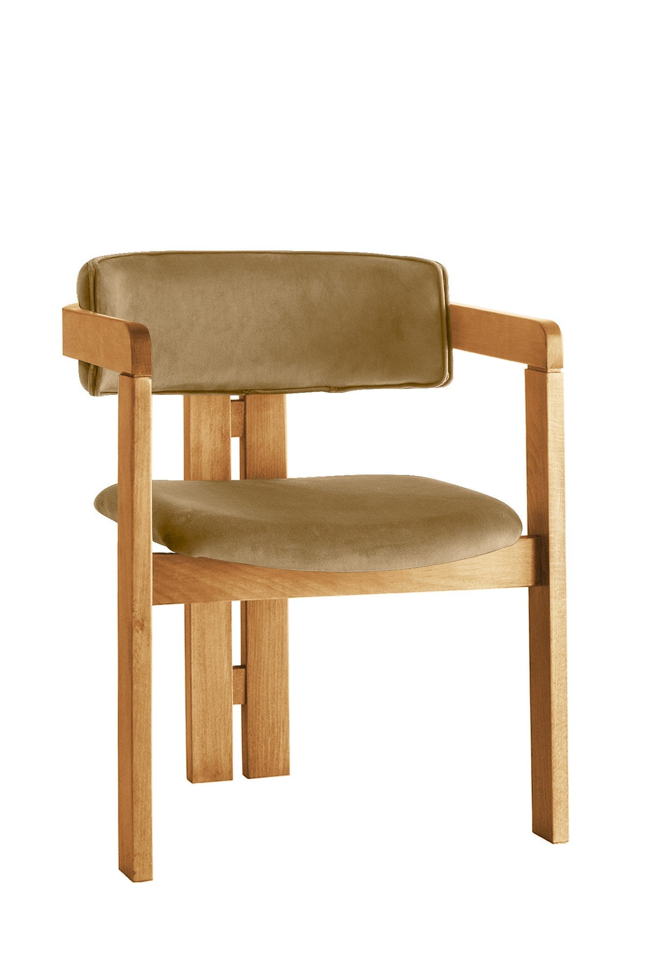 Giga Meubel - Eetkamerstoel Naturel - Lichtgroen|Velvet - Cozy