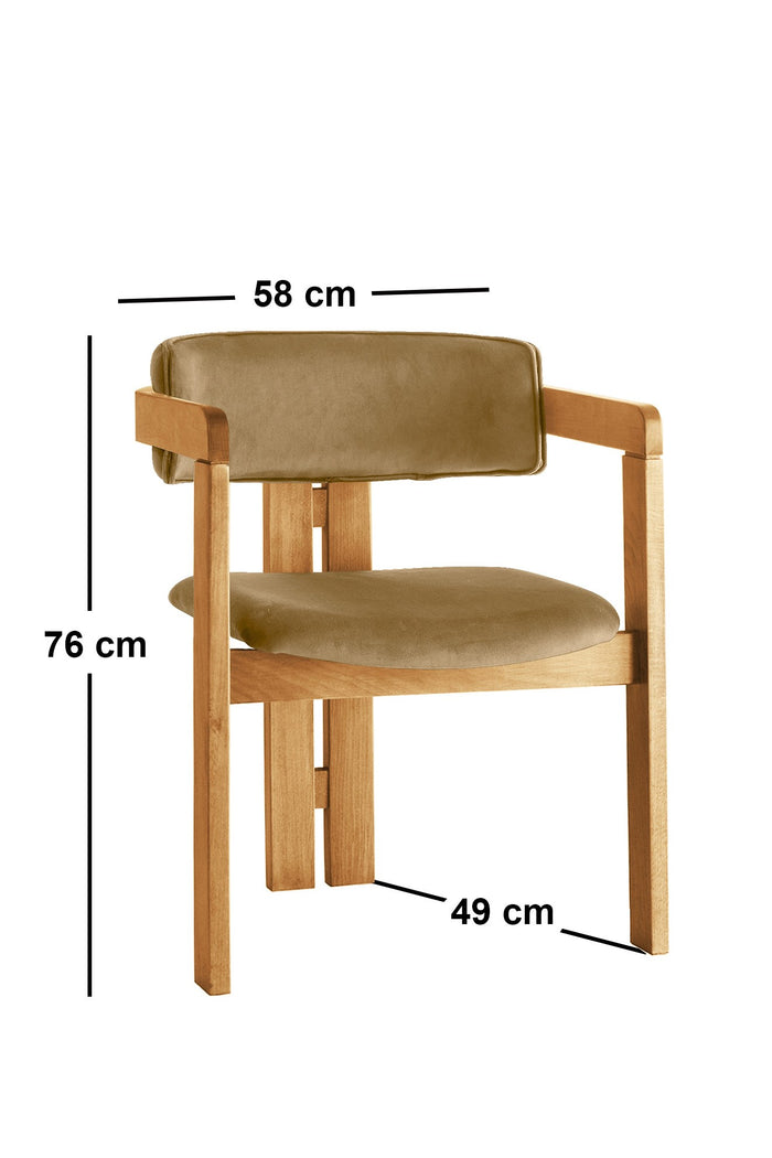 Giga Meubel - Eetkamerstoel Naturel - Lichtgroen|Velvet - Cozy