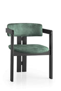 Giga Meubel - Eetkamerstoel Zwart - Groen|Stof - Cozy