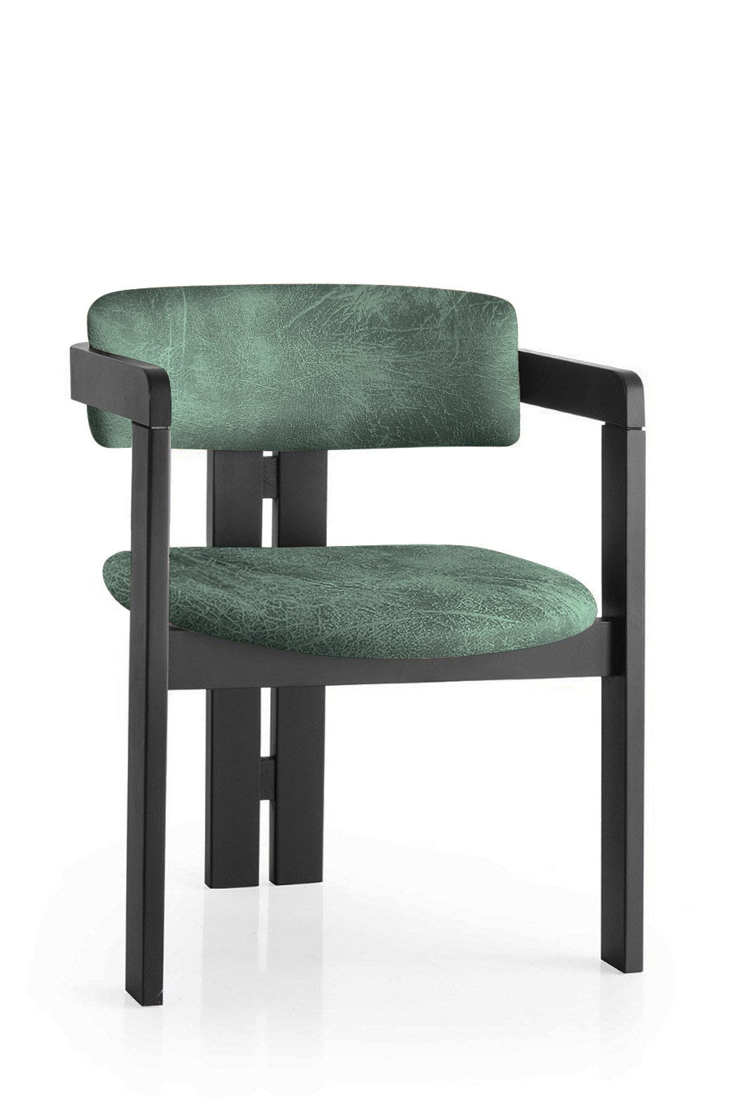 Giga Meubel - Eetkamerstoel Zwart - Groen|Stof - Cozy