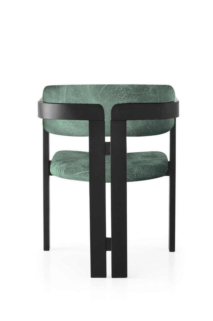 Giga Meubel - Eetkamerstoel Zwart - Groen|Stof - Cozy