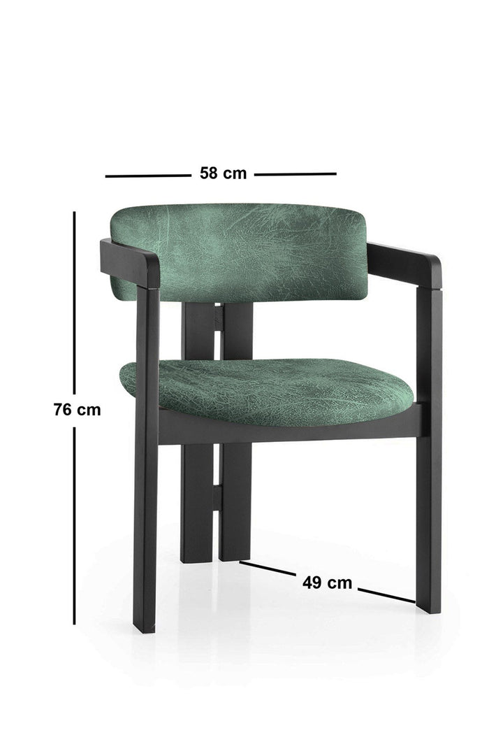 Giga Meubel - Eetkamerstoel Zwart - Groen|Stof - Cozy
