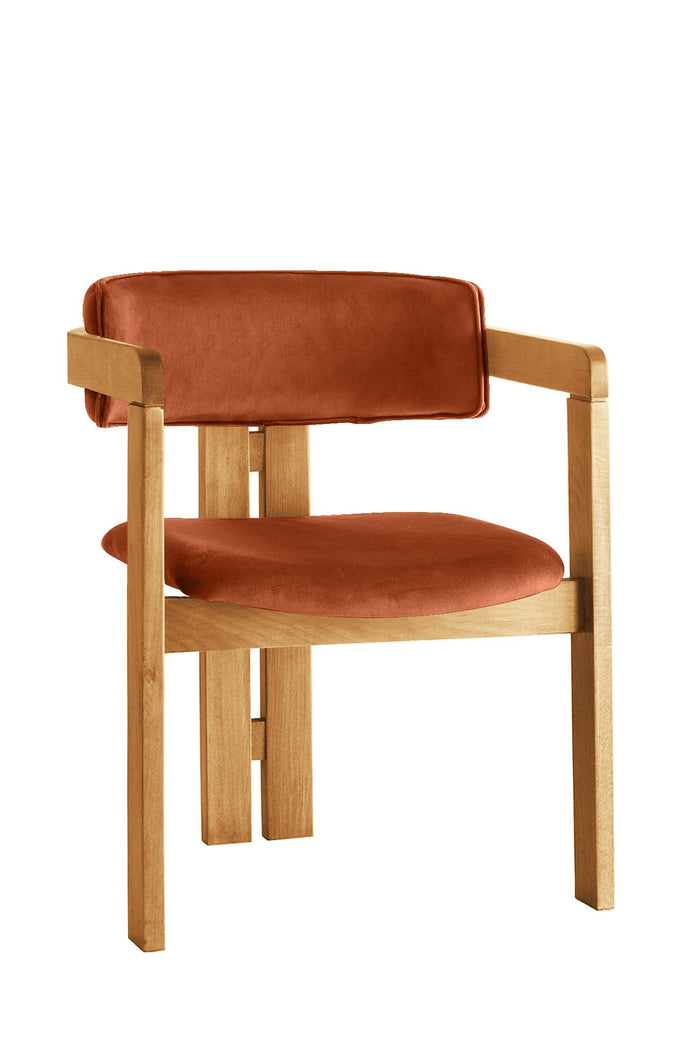 Giga Meubel - Eetkamerstoel Naturel - Oranje|Velvet - Cozy