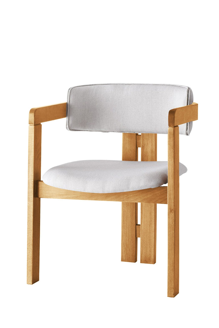 Giga Meubel - Eetkamerstoel Naturel - Wit|Linnen - Cozy