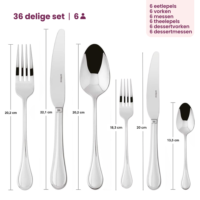 Sambonet Bestekset Royal - Goud - 36 delig | 6 personen