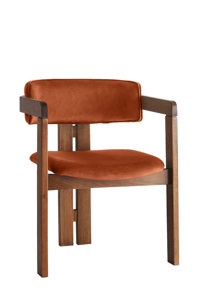 Giga Meubel - Eetkamerstoel Walnoot - Oranje|Velvet - Cozy