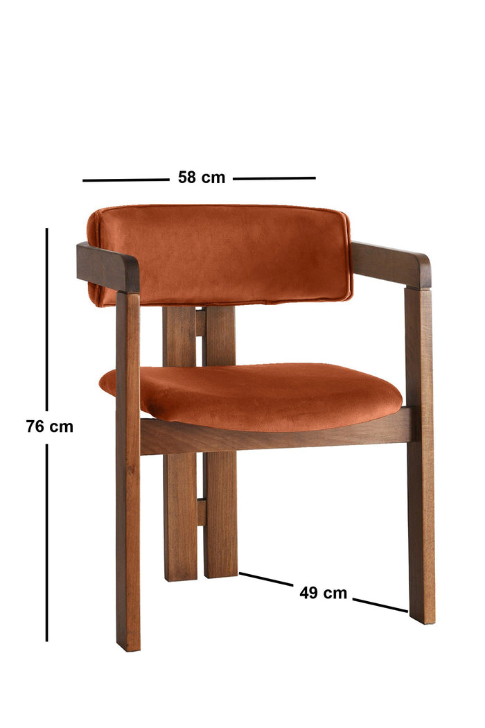 Giga Meubel - Eetkamerstoel Walnoot - Oranje|Velvet - Cozy