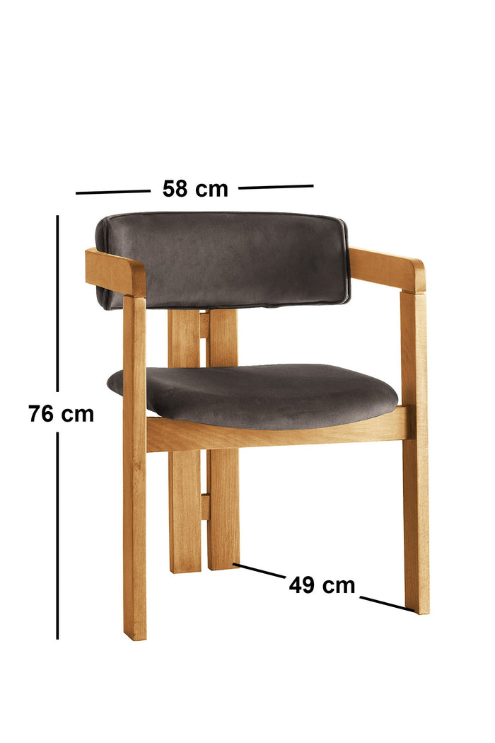 Giga Meubel - Eetkamerstoel Naturel - Antraciet|Velvet - Cozy