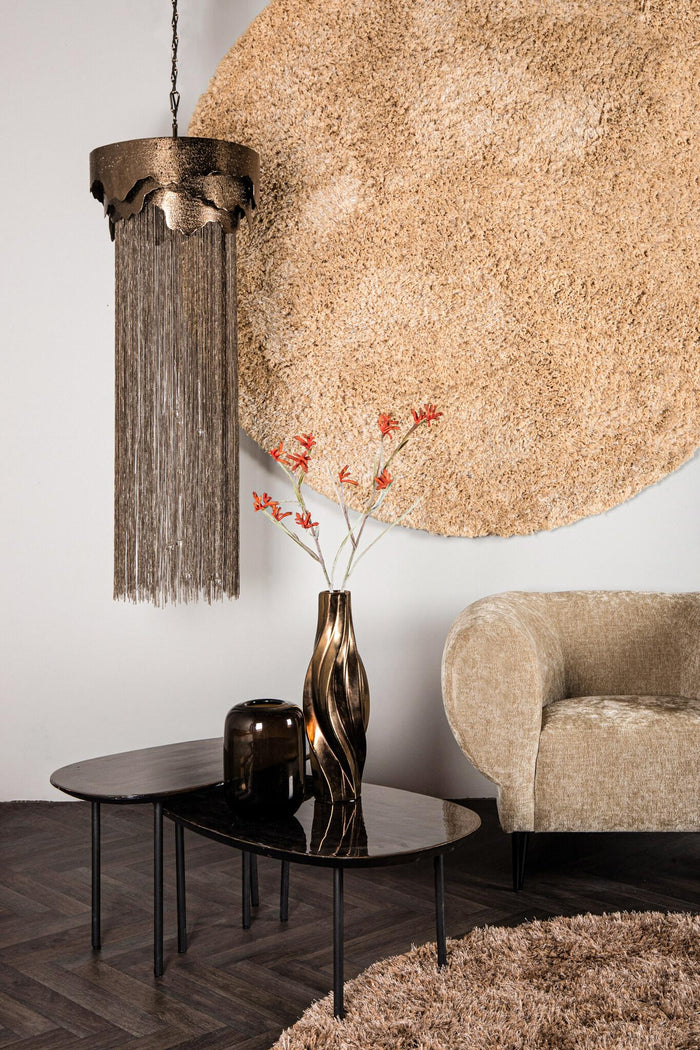 PTMD Jups Brown fabric handwoven carpet round S