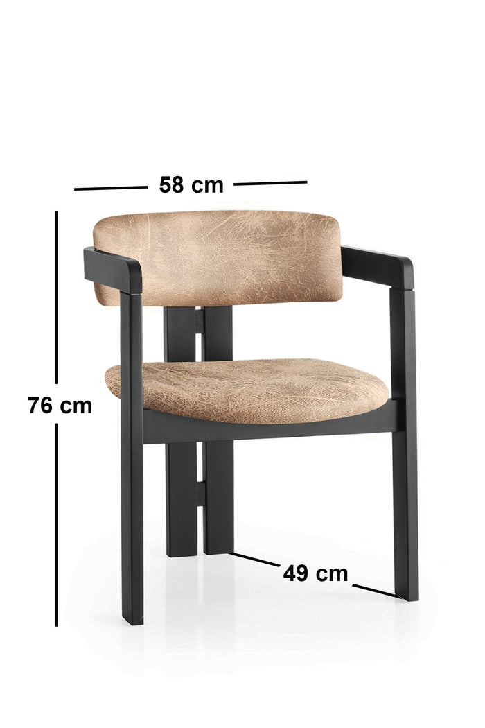 Giga Meubel - Eetkamerstoel Zwart - Taupe|Stof - Cozy