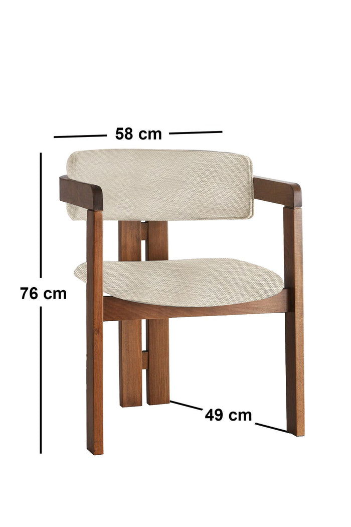 Giga Meubel - Eetkamerstoel Walnoot - Lichtgrijs|Linnen - Cozy