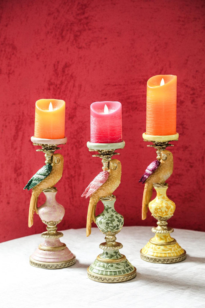 PTMD Kandelaar Brittani - 12x12x32 cm - Parrafin - Roze