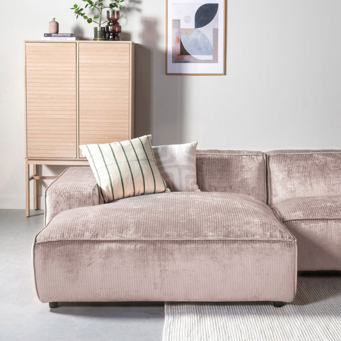 by fonQ Chunky Hoekbank met Chaise Longue Links - Rib - Taupe
