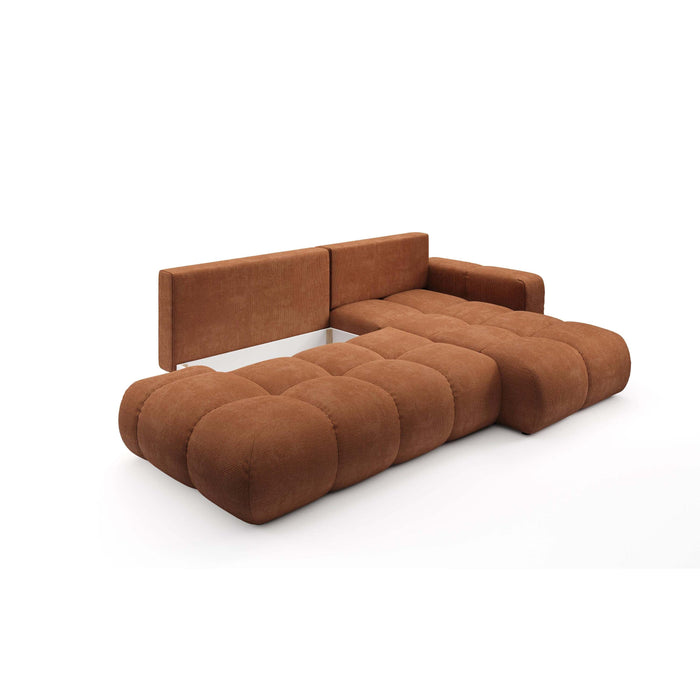 by fonQ Charme Hoekbank Rechts  met Slaapfunctie - Chenille - Terra