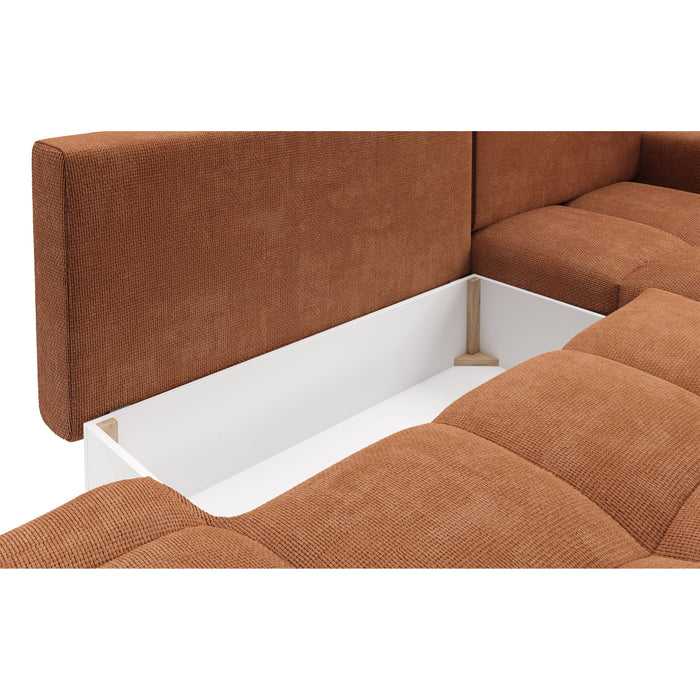 by fonQ Charme Hoekbank Rechts  met Slaapfunctie - Chenille - Terra