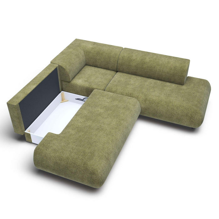 by fonQ Wisp Hoekbank Links/Rechts met Slaapfunctie - Chenille - Olijfgroen