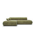 by fonQ Wisp Hoekbank met Chaise Longue Links met Slaapfunctie - Chenille - Olijfgroen