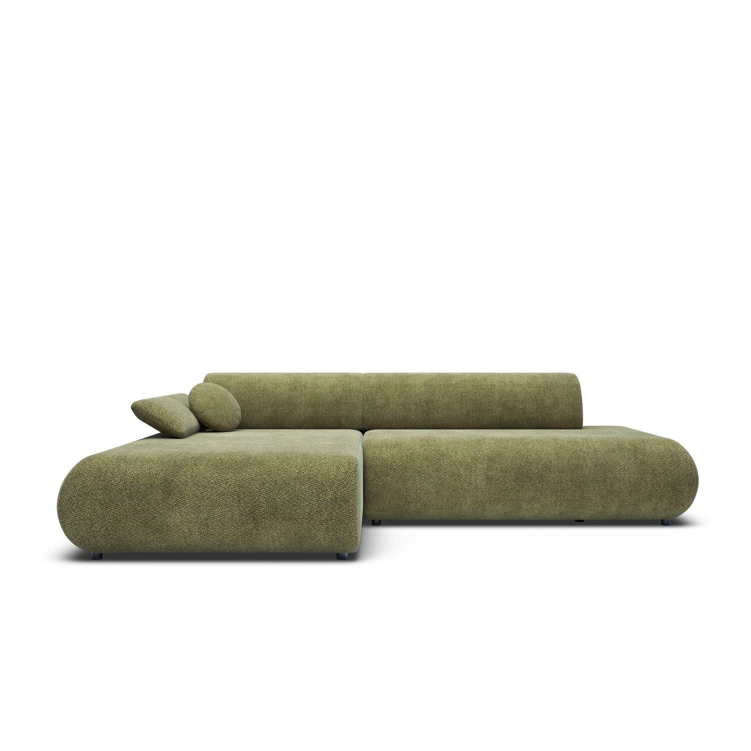 by fonQ Wisp Hoekbank met Chaise Longue Links met Slaapfunctie - Chenille - Olijfgroen