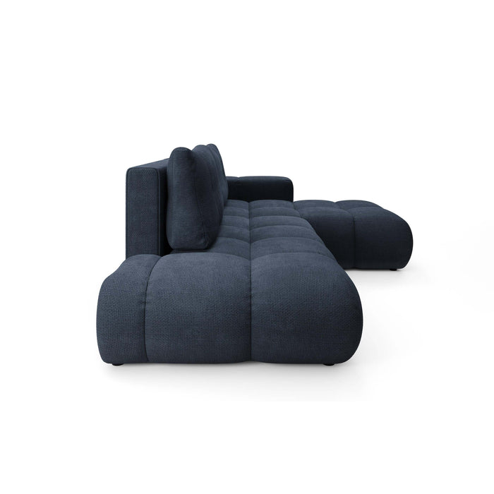 by fonQ Charme Hoekbank Rechts  met Slaapfunctie - Chenille - Marineblauw