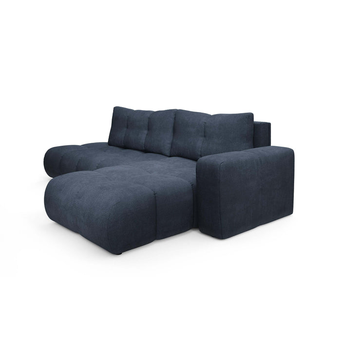 by fonQ Charme Hoekbank Rechts  met Slaapfunctie - Chenille - Marineblauw