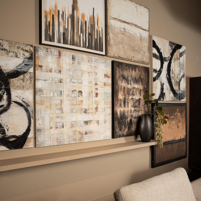 PTMD Xihan Brown Canvas Painted Wallpanel Rough Dark