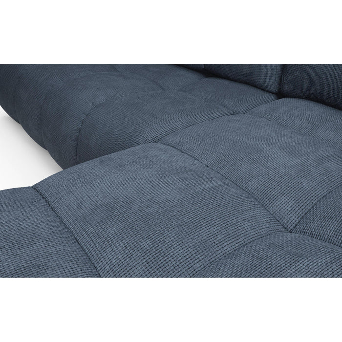 by fonQ Charme Hoekbank Rechts  met Slaapfunctie - Chenille - Marineblauw