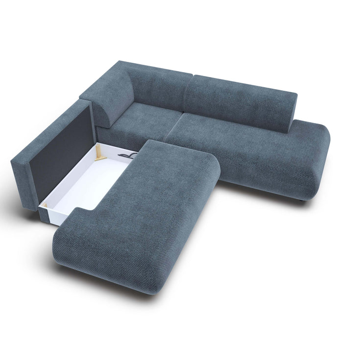 by fonQ Wisp Hoekbank Links/Rechts met Slaapfunctie - Chenille - Marineblauw