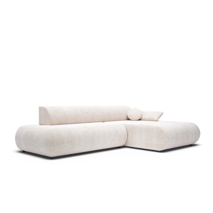 by fonQ Wisp Hoekbank met Chaise Longue Rechts met Slaapfunctie - Chenille - Greige