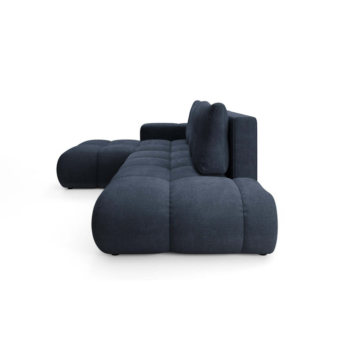 by fonQ Charme Hoekbank Links  met Slaapfunctie - Chenille - Marineblauw