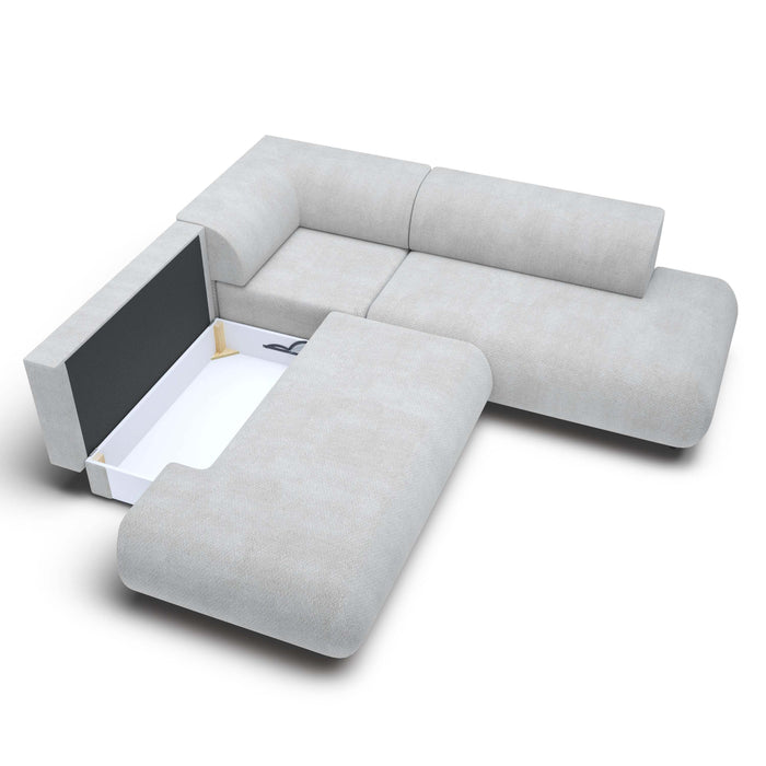 by fonQ Wisp Hoekbank Links/Rechts met Slaapfunctie - Chenille - Grijs