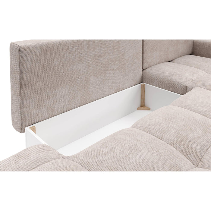 by fonQ Charme Hoekbank Rechts  met Slaapfunctie - Chenille - Greige