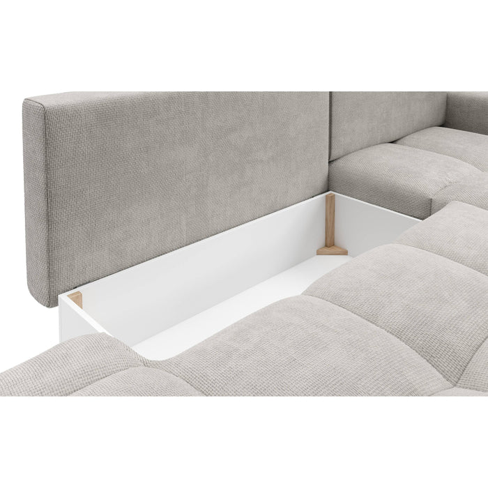 by fonQ Charme Hoekbank Rechts  met Slaapfunctie - Chenille - Lichtgrijs