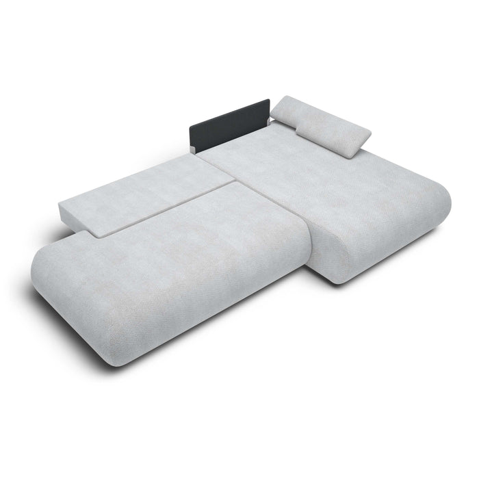 by fonQ Wisp Hoekbank met Chaise Longue Rechts met Slaapfunctie - Chenille - Grijs