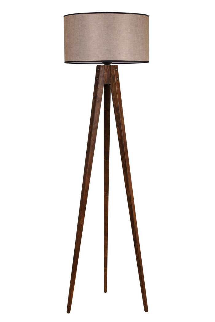 Giga Meubel - Vloerlamp Taupe|Walnoot - 45x45x153cm - Tripod