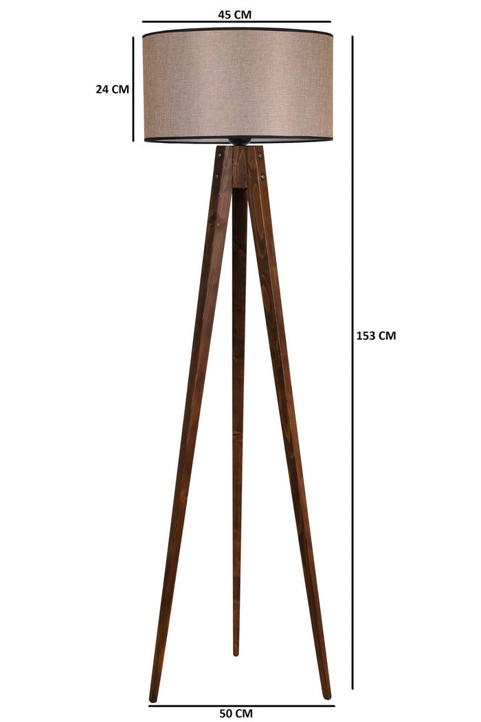 Giga Meubel - Vloerlamp Taupe|Walnoot - 45x45x153cm - Tripod