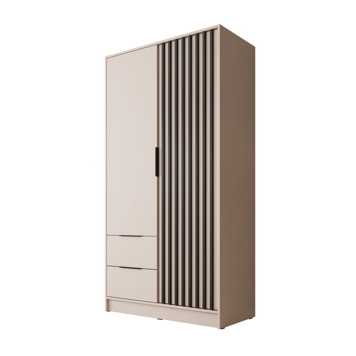 Meubella - Kledingkast Nairobi - Beige - Zwart - 105 cm