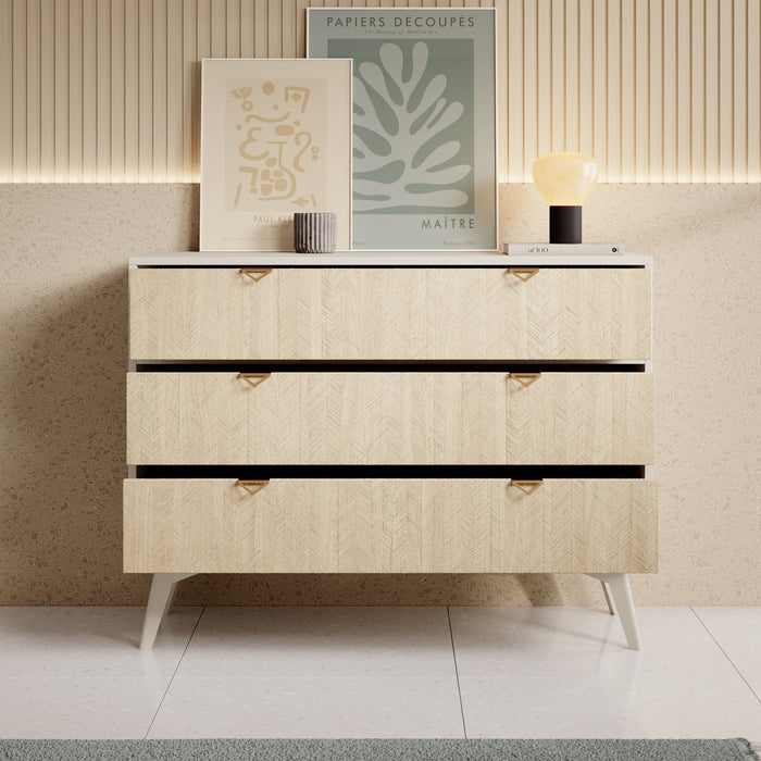 Meubella - Ladekast Essence - Beige - Licht eiken - 106 cm