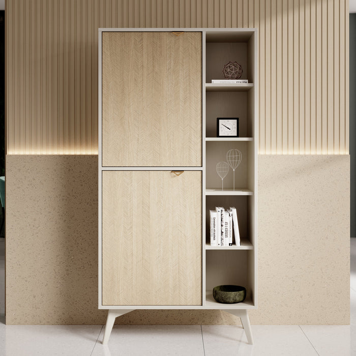 Meubella - Boekenkast Essence - Beige - Licht eiken - 80 cm